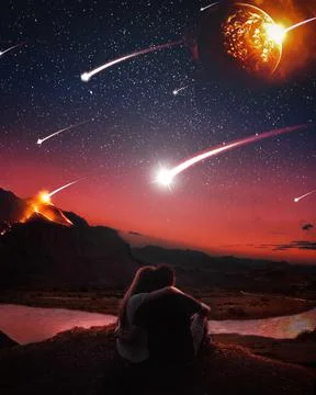 Objects that fall at night Stock Photos