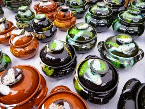 Objects of folk art at the fair Stock Photos