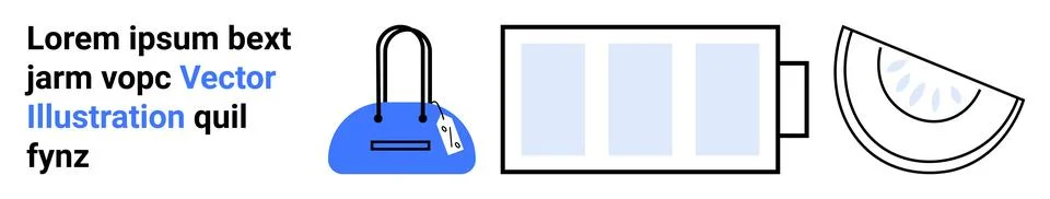 Objects include a blue handbag, a drink container, and a slice of melon. Idea Stock Illustration