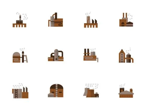 Objects of industry simple flat style vector icons イラスト素材