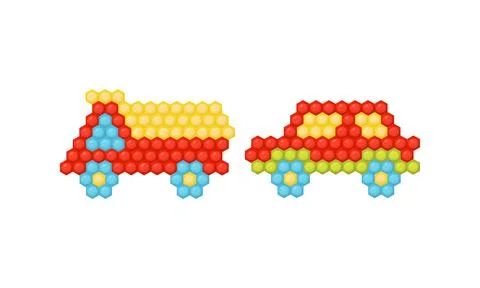 Objects Made of Colorful Plastic Polygonal Mosaic Vector Set Illustrazione stock