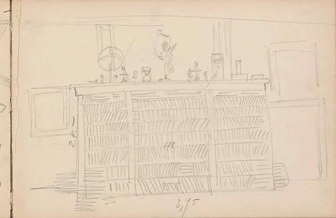 Objects on a mantelpiece. Leaf 3 recto from a sketchbook with 25 sheets. C... Foto stock