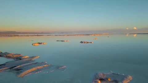 Objects in mirror water Salt Flats of Uyuni, Bolivia - South America Stock Footage 119273883