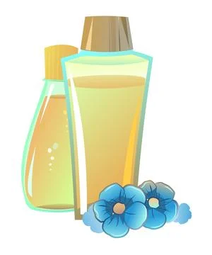 Objects natural linen oils. Still life. Extracted from nuts and plant seeds Stock Illustration
