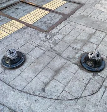 Objects on pedestrians Stock Photos