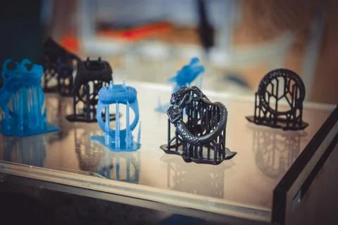 Objects photopolymer printed on a 3d printer. Stock Photos