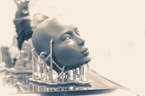 Objects photopolymer printed on a 3d printer. Photo in old vintage style. Stock Photos