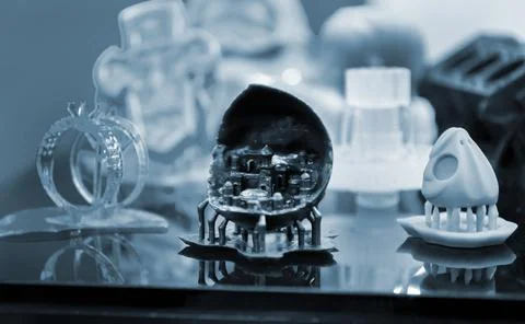 Objects photopolymer printed on a 3d printer. Stock Photos