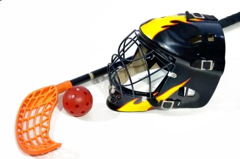 Objects to play floorball Stock Photos
