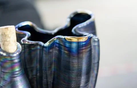Objects printed with a 3D printer from a filament of molten metal Stock Photos