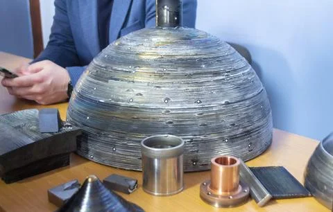 Objects printed 3D printer filament molten metal table Object printed 3D printer Stock Photos