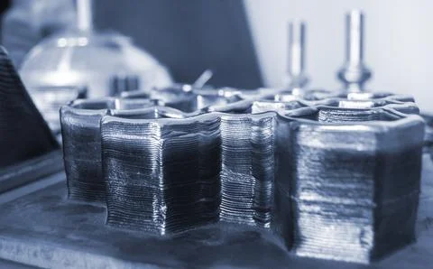 Objects printed 3D printer filament molten metal table Object printed 3D printer Stock Photos