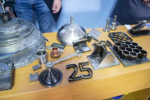 Objects printed 3D printer filament molten metal table Object printed 3D printer Stock Photos