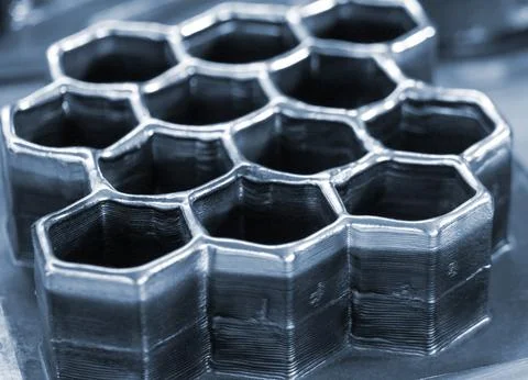 Objects printed 3D printer filament molten metal table Object printed 3D printer Stock Photos