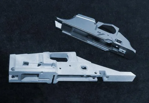 Objects printed 3D printer Models created laser selective sintering metal powder Stock Photos