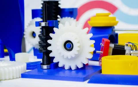 Objects printed on 3D printer from plastic close-up. New 3D printing technology. Stock Photos