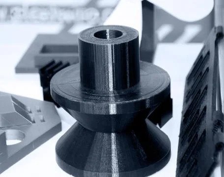 Objects printed on 3D printer from plastic close-up. New 3D printing technology. Foto stock