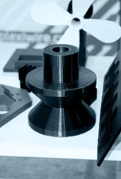 Objects printed on 3D printer from plastic close-up. New 3D printing technology. Foto stock