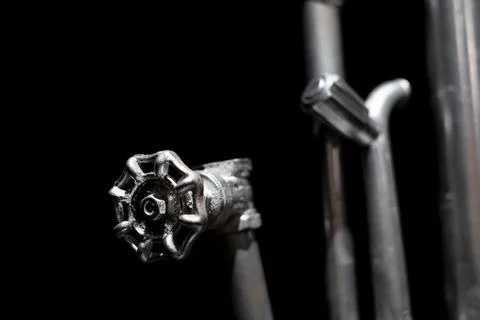 Objects of the ready stage of a theater show on the black background. Stock Photos