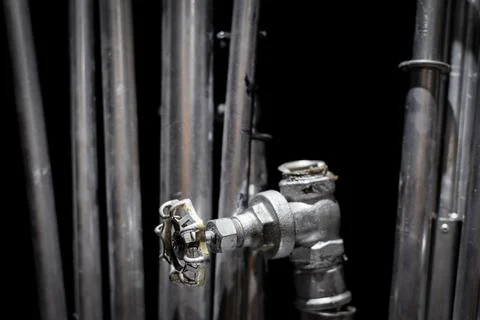 Objects of the ready stage of a theater show on the black background. Foto stock