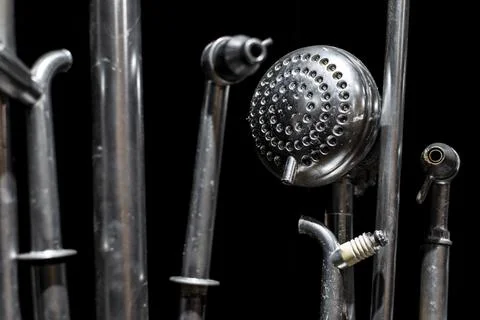 Objects of the ready stage of a theater show on the black background. Stock Photos