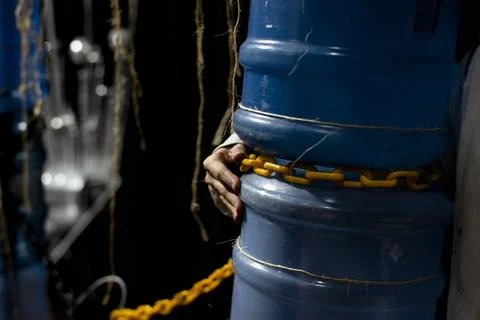 Objects of the ready stage of a theater show on the black background. 스톡 사진