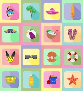 Objects for recreation a beach flat icons illustration イラスト素材