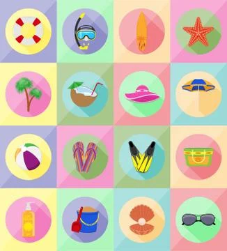 Objects for recreation a beach flat icons illustration イラスト素材