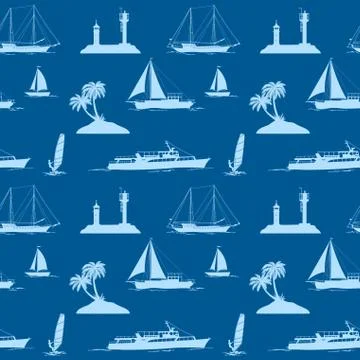 Objects Related to Sea, Seamless Stock Illustration
