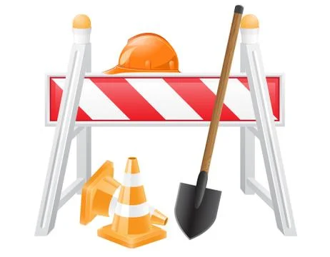 Objects for road works vector illustration Stock Illustration