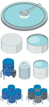 Objects set for desalination plant industrial Stock Illustration