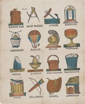 Objects. Sheet with 8 performances of different objects, such as a bag of ... Stock Photos