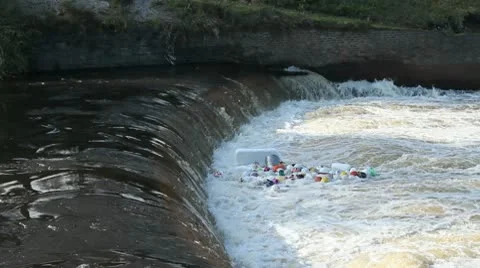 Objects Trapped in Waterfall Stock Footage 10686393