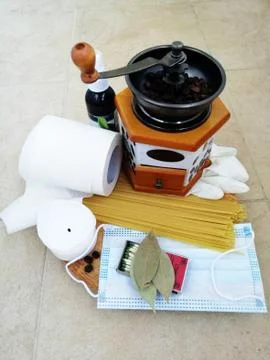 Objects useful in emergency situations such as natural disasters. Stock Photos