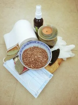 Objects useful in emergency situations such as natural disasters. Stock Photos