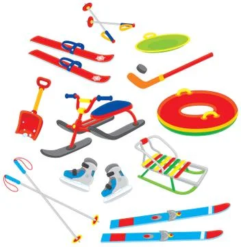Objects for winter leisure Stock Illustration