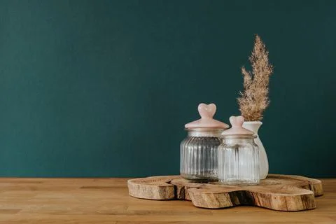 Objects on wooden table with copy space Stock Photos