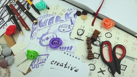 Objects in a workplace Stock Footage 88076406