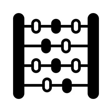 An oblong frame with rows of wires or grooves along which beads are slide, used Stock Illustration
