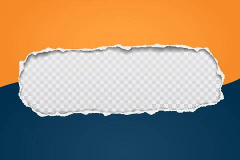 Oblong hole composition in paper with torn edges, blue, orange colors and soft Stock Illustration