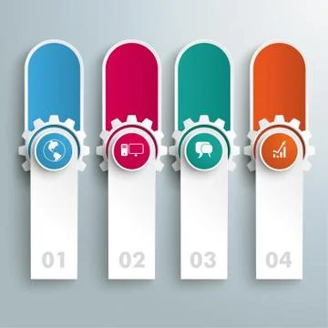Oblong round banners colored circles gears piad Ilustración de archivo