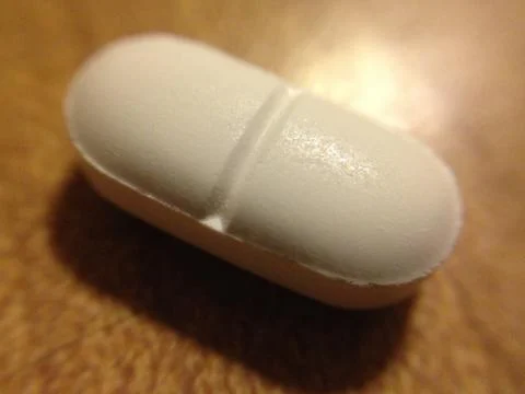 Oblong White Pill Tablet Stock Photos