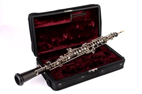 Oboe with case Stock Photos