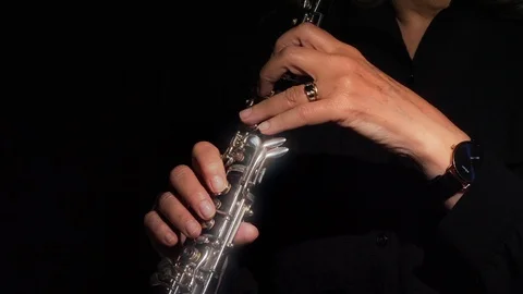 Oboe Player in Shadows Video stock 111934034
