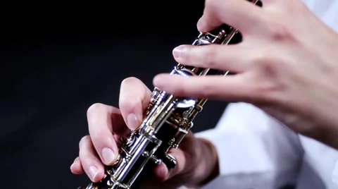 Oboist close up Stock Footage 32839354