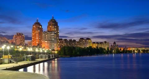 Obolon embankment of the Dnieper River Stock Photos