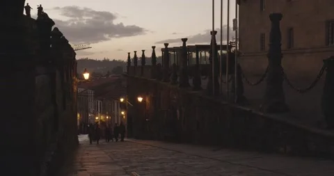 Obradoiro square at dusk 스톡 동영상 140284257