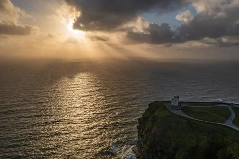 O'Brien's Tower at Sunset on the Cliffs of Moher Stock Photos
