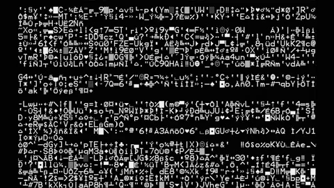 Obscure cryptic characters scrolling down on a computer screen (encrypted Stock Footage 143432813