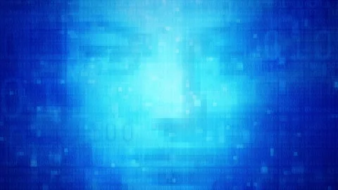 Obscured Pixelated face, Artifical intelligence, digital identity,  binary Stock Footage 244851311